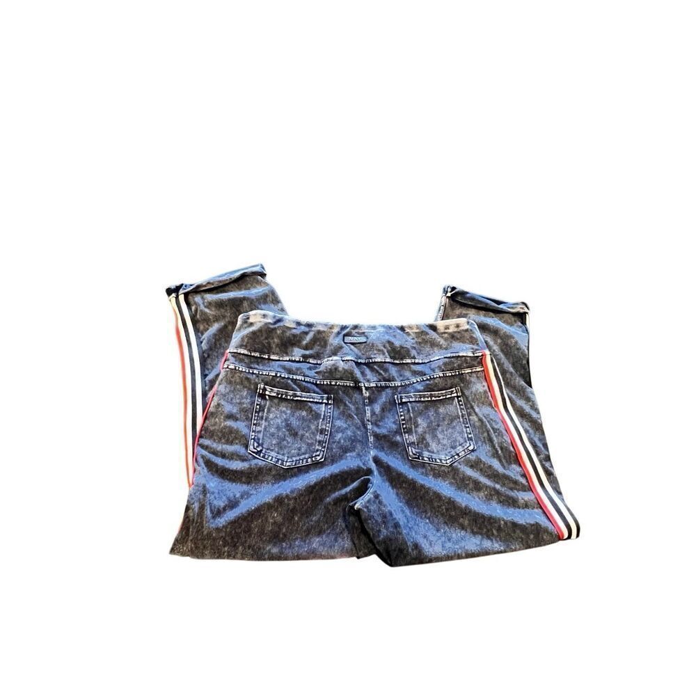 Marc New York Women's Performance Side Stripes Crop Pants Blue Acid Wash Size XL